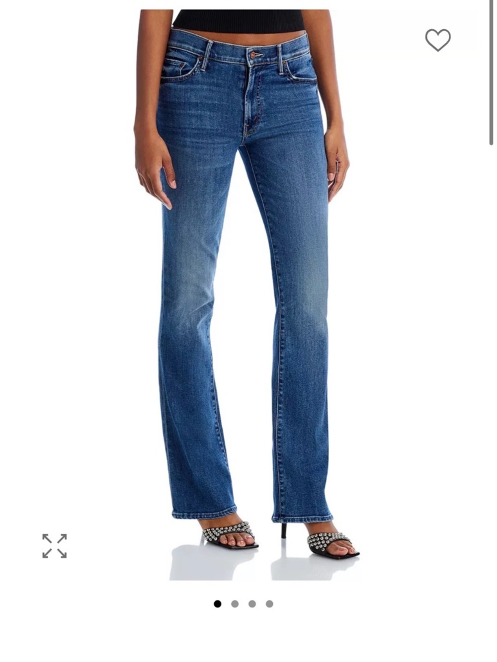 MOTHER Straight Leg Jeans in Medium Blue with M-Stitch Back Pocket mid rise